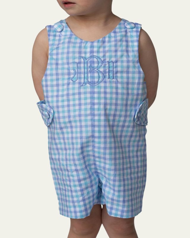 Plaid Jon Jon - Monogram Option, Size 3 Months-